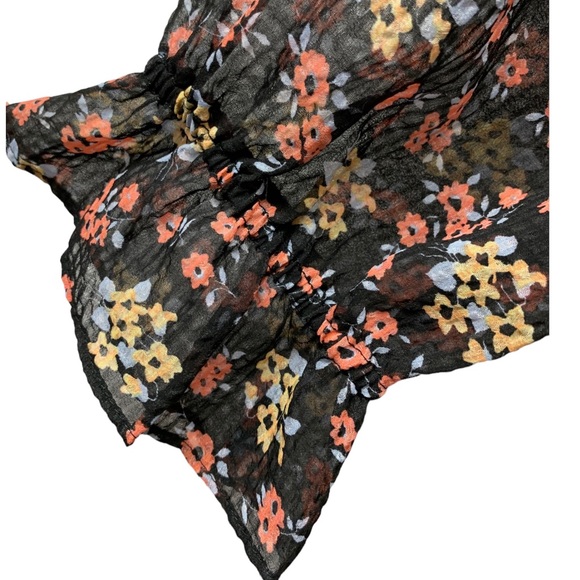 Free People Doll Pants Black Textured Chiffon Floral print, Tunic/Mini dress, 4 - Picture 5 of 7